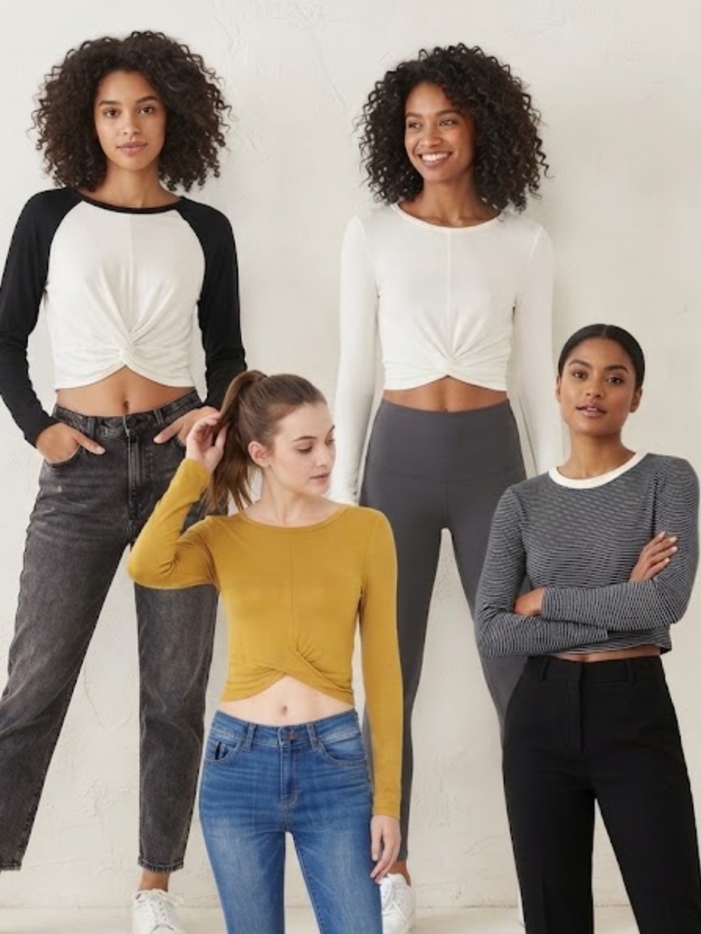 *BUNDLE OF 4* Long Sleeve Cropped Tops Large